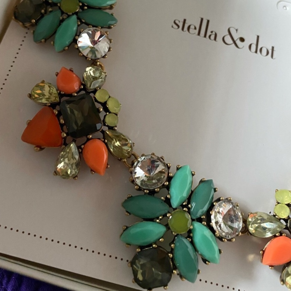 Stella & Dot | Retired Teal Coral & Crystal Elodie Statement Necklace - Picture 10 of 16